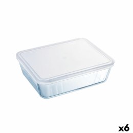 Prostokątne pudełko na lunch z pokrywką Pyrex Cook & Freeze 25 x 20 cm Przezroczysty Silikon Szkło 2,6 L (6 Sztuk)