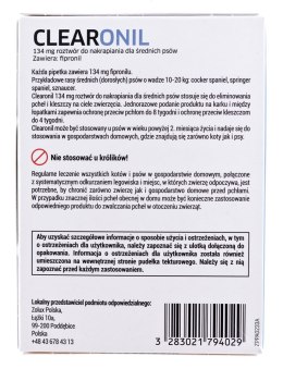 FRANCODEX Clearonil Średnie psy - krople przeciw kleszczom i pchłom dla psa - 3x134 mg