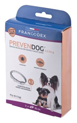FRANCODEX Obroża biobójcza PREVENDOG 35 cm dla bardzo małych psów do 5 kg - 2 szt.