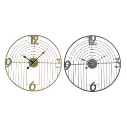 Zegar Ścienny DKD Home Decor Czarny Złoty Metal Nowoczesny 45 x 3 x 45 cm (2 Sztuk)