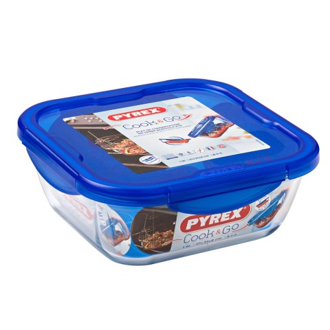 Hermetyczne pudełko na lunch Pyrex Cook & go 21 x 21 x 9 cm Niebieski 1,9 L Szkło (6 Sztuk) Hermetyczne pudełko na lunch Pyrex Cook & go 21 x 21 x 9 cm Niebieski 1,9 L Szkło (6 Sztuk)