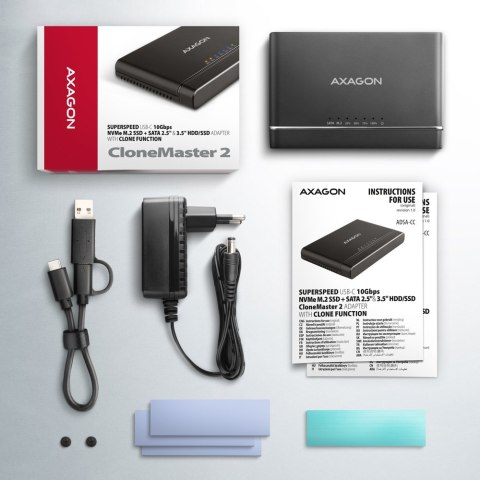 ADSA-CC Adapter USB-C 10Gbps NVMe M.2 2.5/3.5 SSD&HDD Clone Master 2 ADSA-CC Adapter USB-C 10Gbps NVMe M.2 2.5/3.5 SSD&HDD Clone Master 2