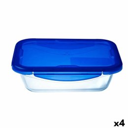 Hermetyczne pudełko na lunch Pyrex Cook&go 30 x 23 cm 3,3 L Prostokątny Niebieski Szkło (4 Sztuk)