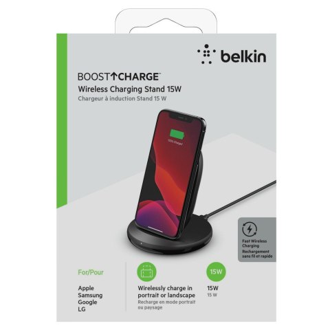 Ładowarka bezprzewodowa Belkin BoostCharge Wireless Charging Stand Qi-compatible 15W + QC 3.0 24W Wall Charger Black Ładowarka bezprzewodowa Belkin BoostCharge Wireless Charging Stand Qi-compatible 15W + QC 3.0 24W Wall Charger Black