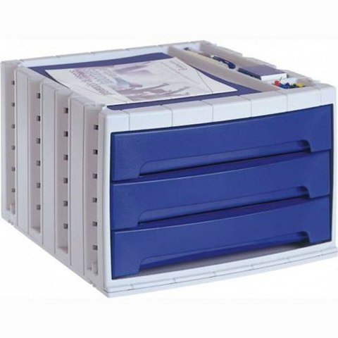Modułowa szafka na akta Archivo 2000 Niebieski Szary polistyrenu Plastikowy 34 x 30,5 x 21,5 cm Modułowa szafka na akta Archivo 2000 Niebieski Szary polistyrenu Plastikowy 34 x 30,5 x 21,5 cm