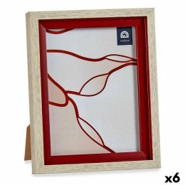 Ramka na Zdjęcia 18,8 x 2 x 24 cm Szkło Czerwony Drewno Brązowy Plastikowy (6 Sztuk)