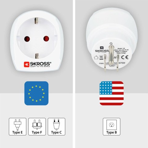 Adapter Elektryczny Skross 1500203-E Europejski Stany Zjednoczone Adapter Elektryczny Skross 1500203-E Europejski Stany Zjednoczone