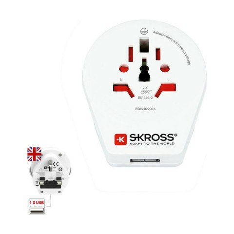 Adapter Elektryczny Skross 1500267 Zjednoczone Królestwo Wielkiej Brytanii i Irlandii Północnej Międzynarodowy 1 x USB Adapter Elektryczny Skross 1500267 Zjednoczone Królestwo Wielkiej Brytanii i Irlandii Północnej Międzynarodowy 1 x USB