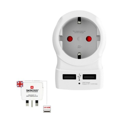 Adapter Elektryczny Skross 1500280 USB x 2 Europejski Zjednoczone Królestwo Wielkiej Brytanii i Irlandii Północnej Adapter Elektryczny Skross 1500280 USB x 2 Europejski Zjednoczone Królestwo Wielkiej Brytanii i Irlandii Północnej