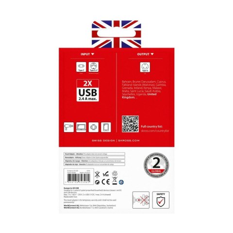 Adapter Elektryczny Skross 1500280 USB x 2 Europejski Zjednoczone Królestwo Wielkiej Brytanii i Irlandii Północnej Adapter Elektryczny Skross 1500280 USB x 2 Europejski Zjednoczone Królestwo Wielkiej Brytanii i Irlandii Północnej
