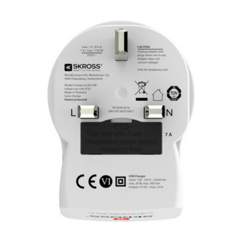 Adapter Elektryczny Skross 1500280 USB x 2 Europejski Zjednoczone Królestwo Wielkiej Brytanii i Irlandii Północnej Adapter Elektryczny Skross 1500280 USB x 2 Europejski Zjednoczone Królestwo Wielkiej Brytanii i Irlandii Północnej