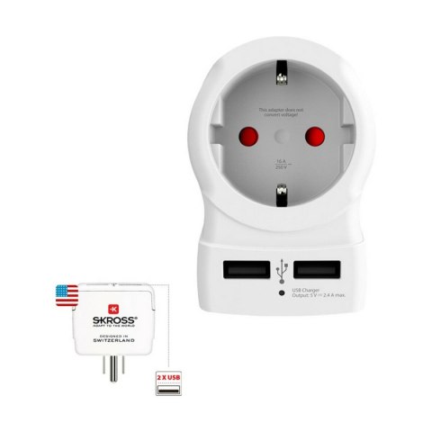 Adapter Elektryczny Skross 1500281 USB x 2 Europejski Stany Zjednoczone Adapter Elektryczny Skross 1500281 USB x 2 Europejski Stany Zjednoczone