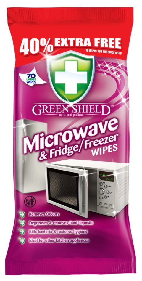 Green Shield Microwave MIkrofala i Lodówka Chusteczki Nawilżone 70 szt.