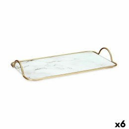 Taca Marmur Biały Złoty Metal Szkło 35 x 4,5 x 20 cm (6 Sztuk)