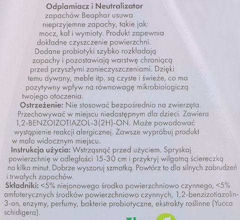 BEAPHAR - odplamiacz i neutralizator zapachów - 500ml BEAPHAR - odplamiacz i neutralizator zapachów - 500ml