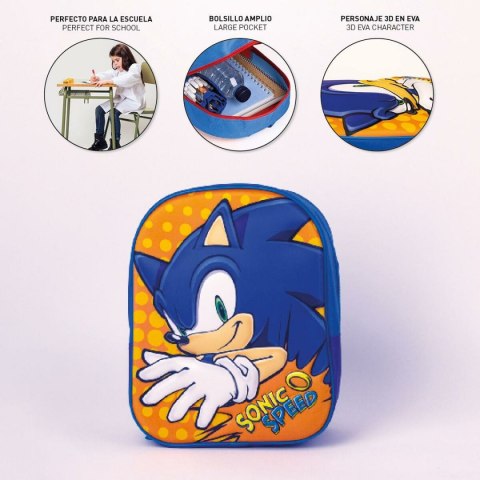 Plecak szkolny 3D Sonic Pomarańczowy Niebieski 25 x 31 x 9 cm Plecak szkolny 3D Sonic Pomarańczowy Niebieski 25 x 31 x 9 cm