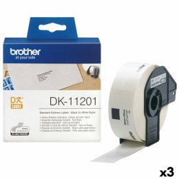 Etykiety do Drukarki Brother DK-11201 Biały 29 x 90 mm Czarny Czarny/Biały (3 Sztuk)