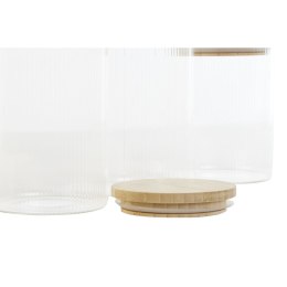 3 pojemniki masy Home ESPRIT Przezroczysty Silikon Bambus Szkło borokrzemowe 10 x 10 x 22,3 cm