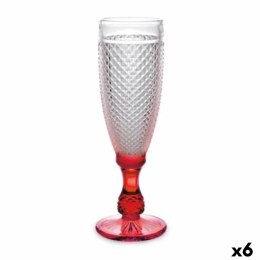 Kieliszek do szampana Diament Czerwony Przezroczysty Szkło 185 ml (6 Sztuk)