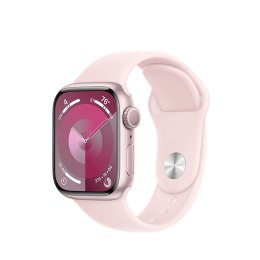 Watch Series 9 GPS, 41mm Koperta z aluminium w kolorze różowym z paskiem sportowy w kolorze jasnoróżowym - M/L