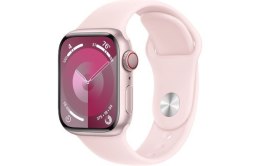 Watch Series 9 GPS + Cellular, 41mm Koperta z aluminium w kolorze różowym z paskiem sportowy w kolorze jasnoróżowym - M/L