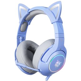 Słuchawki gamingowe K9 RGB kocie uszka USB niebieskie (przewodowe)