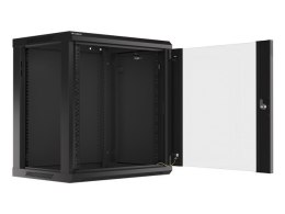 Szafa instalacyjna wisząca 19 12U 600X450mm czarna (drzwi szklane)