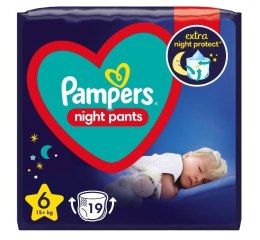 Pampers Pieluchomajtki Night Pants 15kg+, rozmiar 6-EXLARGE, 19szt
