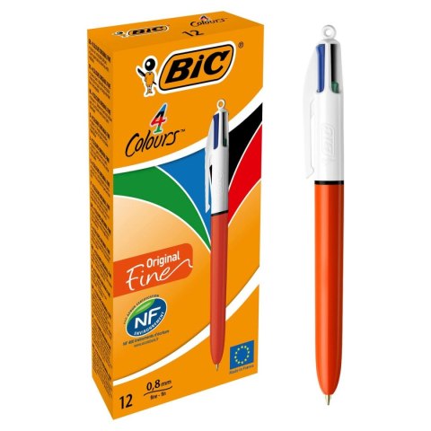 Pióro Bic 4 Colours Original Fine Wielokrotnego ładowania 12 Sztuk 0,3 mm Pióro Bic 4 Colours Original Fine Wielokrotnego ładowania 12 Sztuk 0,3 mm