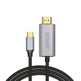 Adapter USB C na HDMI Savio CL-171 Srebrzysty 2 m