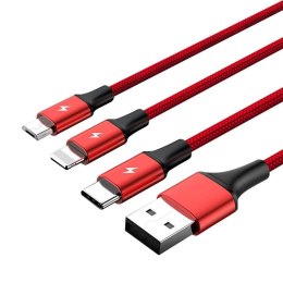 Kabel USB do Micro USB, USB-C i Lightning Unitek C4049RD Czerwony 1,2 m