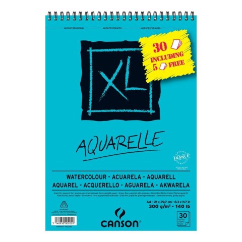 Blok rysunkowy Canson AQUARELLE XL 21 x 29,7 cm 5 Sztuk 30 Kartki 300 g/m² 210 x 297 mm Blok rysunkowy Canson AQUARELLE XL 21 x 29,7 cm 5 Sztuk 30 Kartki 300 g/m² 210 x 297 mm