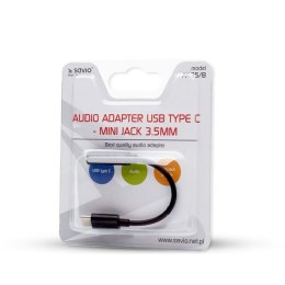 Adapter USB C na Jack 3.5 mm Savio AK-35/B Czarny