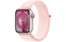 Watch Series 9 GPS + Cellular, 41mm Koperta z aluminium w kolorze różowym z opaską sportową w kolorze jasnoróżowym