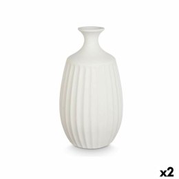 Wazon Biały Ceramika 21 x 39 x 21 cm (2 Sztuk)