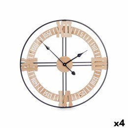 Zegar Ścienny Czarny Metal Drewno MDF 60 x 60 x 5 cm (4 Sztuk)