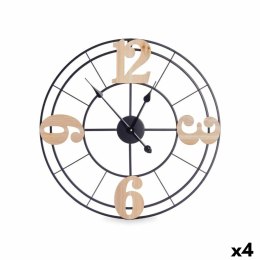 Zegar Ścienny Czarny Metal Drewno MDF 60 x 60 x 5 cm (4 Sztuk)