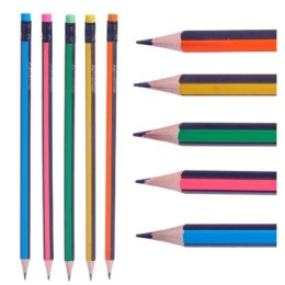 Zestaw ołówków Paski Wielokolorowy Drewno (12 Sztuk)