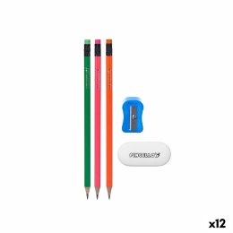 Zestaw ołówków Temperówka Gumka do Mazania (12 Sztuk)