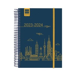 Kalendarz książkowy Finocam City 2023-2024 Szkolny Wielokolorowy Quarto 15,5 x 21,2 cm
