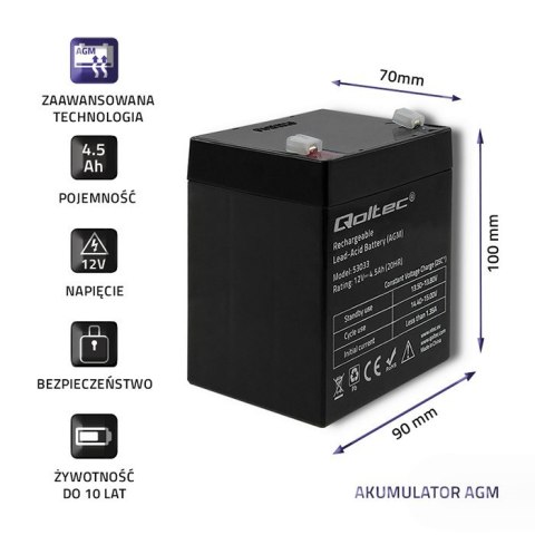 Akumulator AGM | 12V | 4.5Ah | max.1.35A Akumulator AGM | 12V | 4.5Ah | max.1.35A