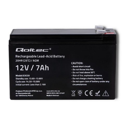 Akumulator żelowy | 12V | 7Ah | max.72A | AGM Akumulator żelowy | 12V | 7Ah | max.72A | AGM
