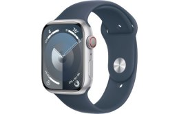 Watch Series 9 GPS + Cellular, 45mm Koperta z aluminium w kolorze srebrnym z paskiem sportowy w kolorze sztormowego błękitu - S/