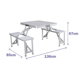 Stół piknikowy Marbueno Aluminium Szary 136 x 67 x 85 cm