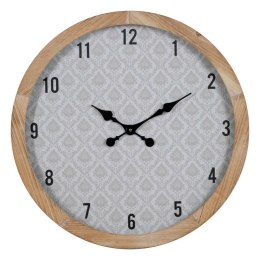 Zegar Ścienny Biały Naturalny Drewno Szkło 60 x 60 x 6,5 cm