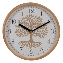 Zegar Ścienny Drzewo Biały Naturalny Drewno Szkło 22 x 22 x 4,5 cm