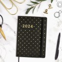 Kalendarz książkowy Finocam Flexy Joy Dotts 2024 Czarny Złoty A5 14,8 x 21 cm