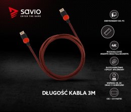 Kabel HDMI 2.0 czerwono-czarny 3 m, GCL-04