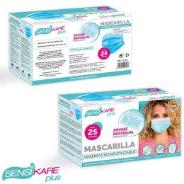 Box of hygienic masks SensiKare 25 Części (12 Sztuk)