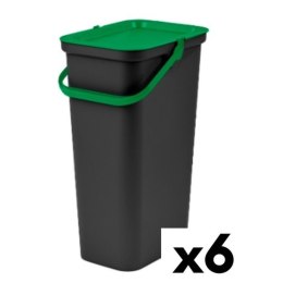 Kosz na śmieci do recyklingu Tontarelli Moda 24 L Czarny Kolor Zielony (6 Sztuk)